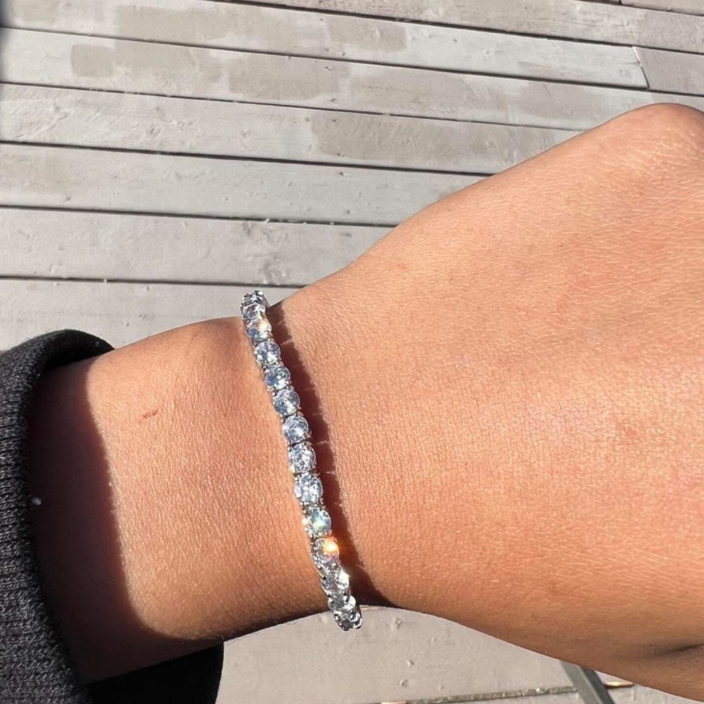 Sterling Silver Stimulated Diamond Tennis Bracelet